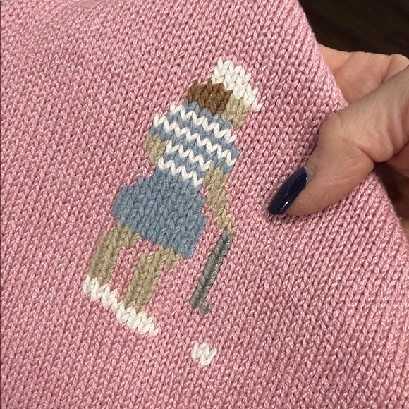 Vintage Handmade Golf Scene Crewneck Drop Sleeve Sweater in Mauve XS/S - Picture 6 of 10